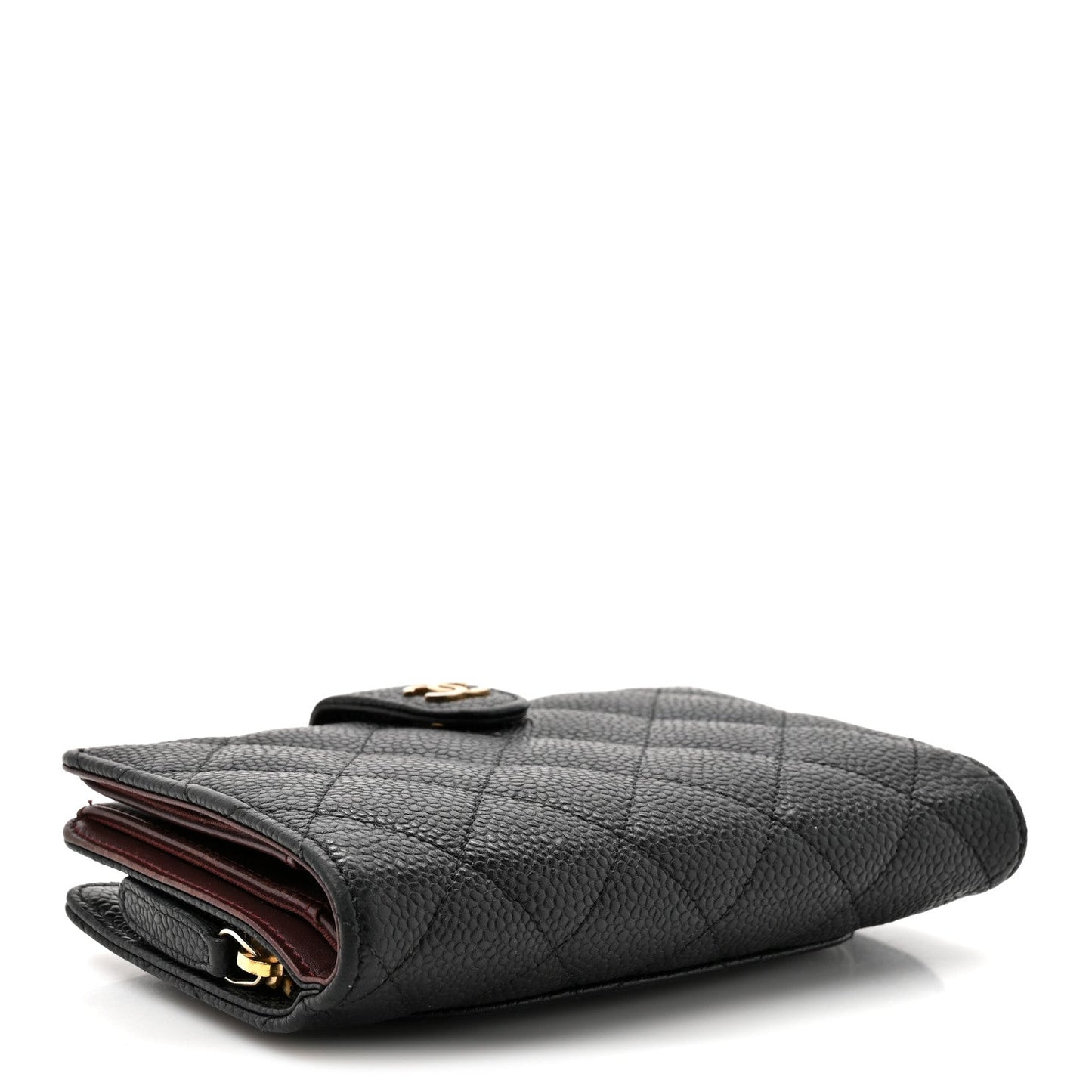 Caviar Quilted Zipped Pocket Wallet Black