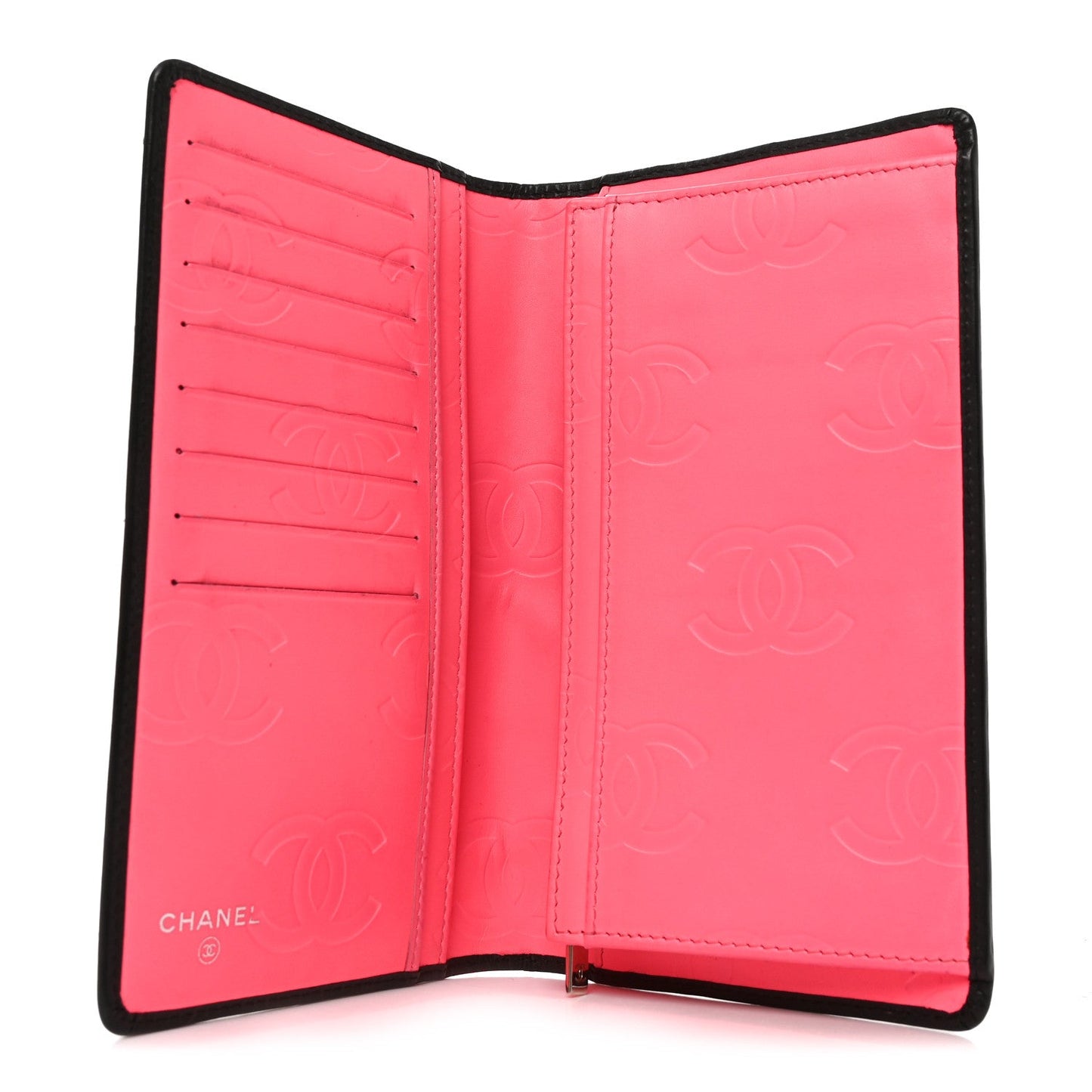 Calfskin Quilted Cambon Yen Wallet Black