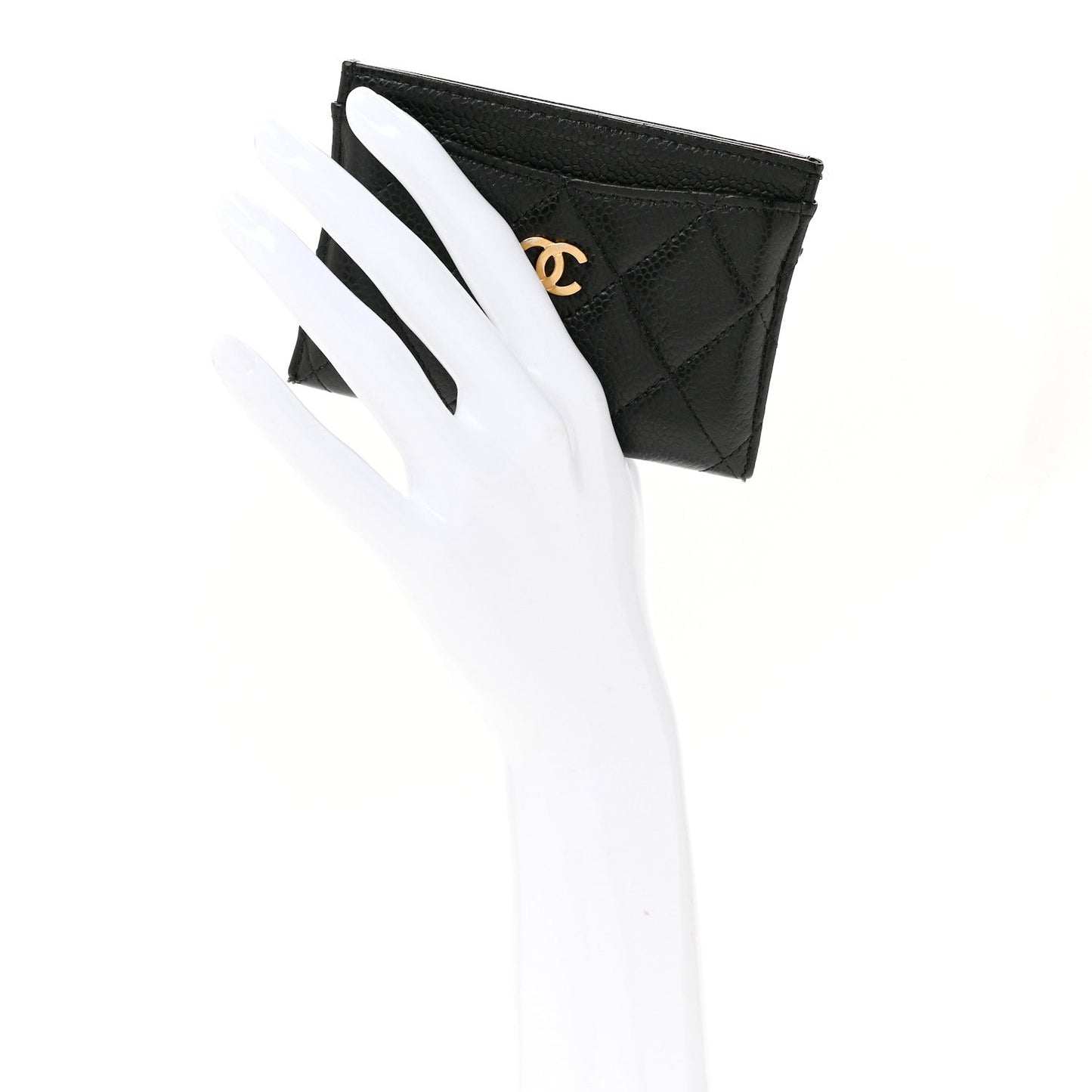 Caviar Quilted Card Holder Black