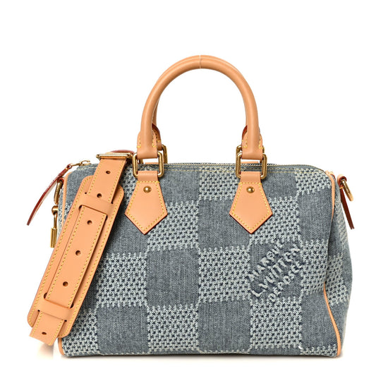 Damier Denim 3D Speedy Bandouliere 25 Bleu