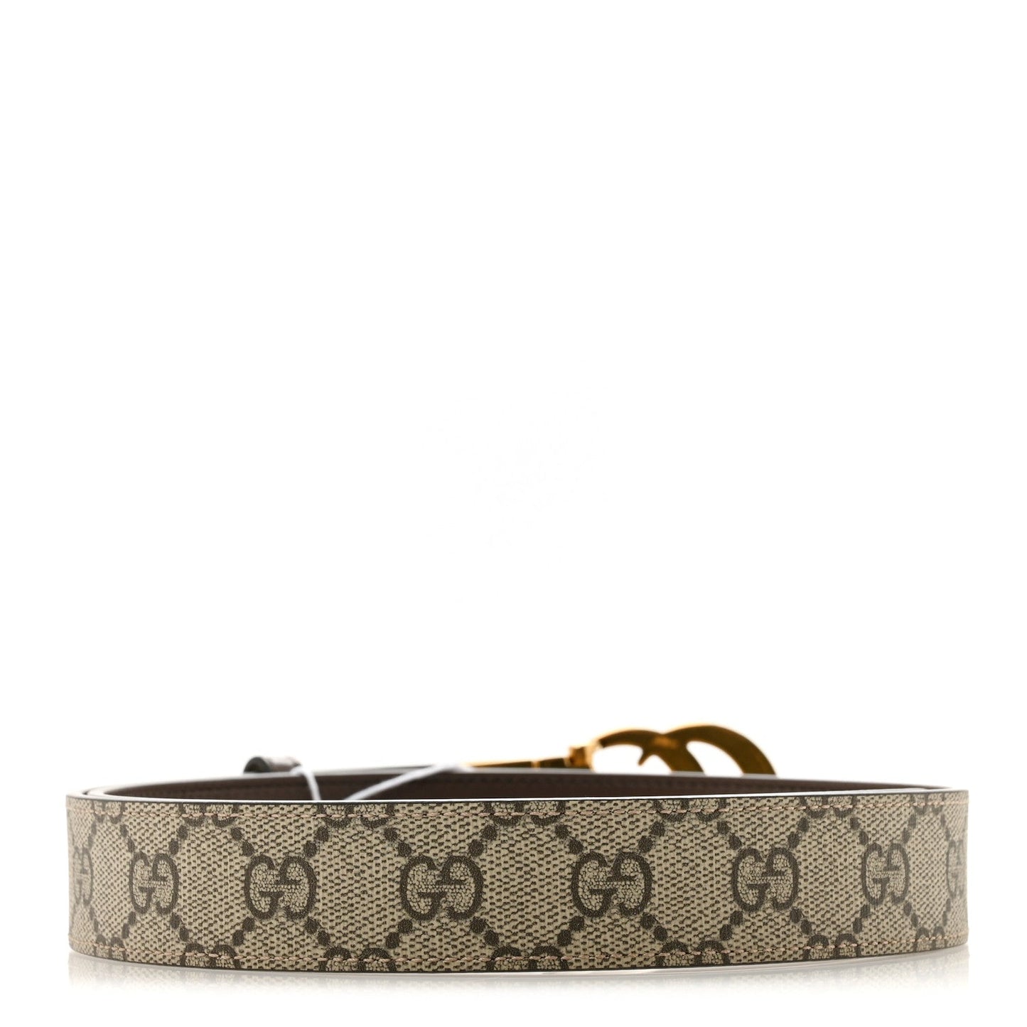 GG Supreme Monogram Plutone Calfskin Double G Reversible 30mm Belt 85 34 Beige Ebony Brown