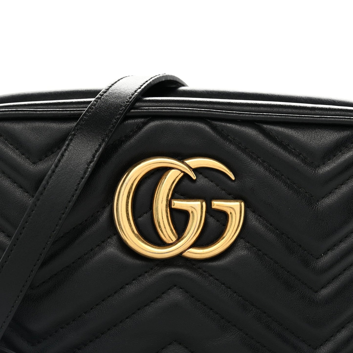 Calfskin Matelasse Small GG Marmont Chain Shoulder Bag Black