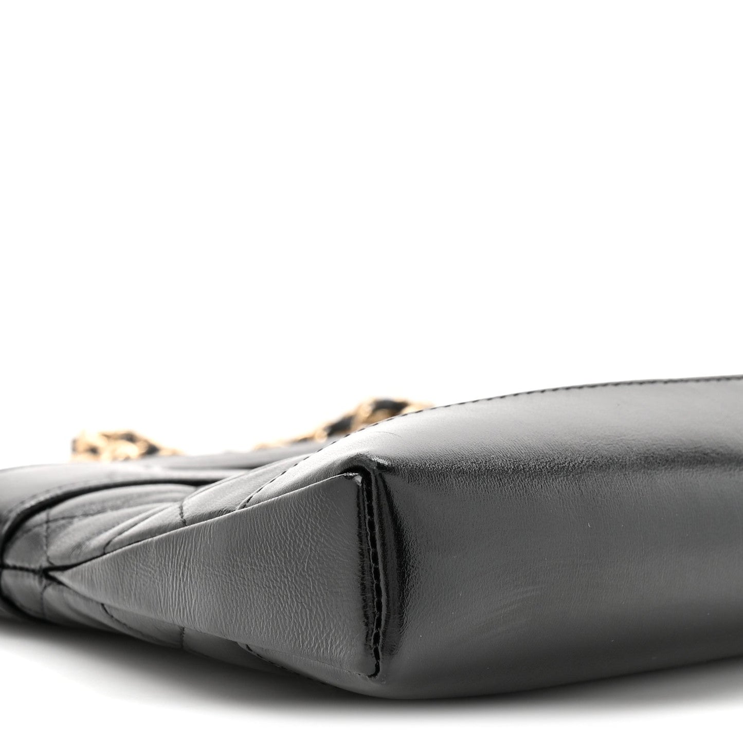 Shiny Crumpled Calfskin Quilted Nano 31 Shopping Bag Black
