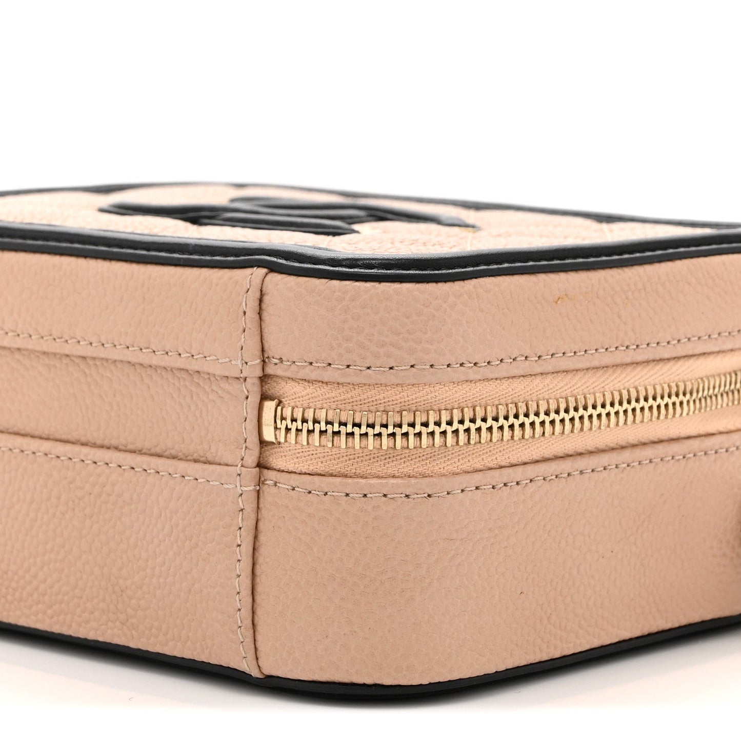 Caviar Quilted Small CC Filigree Vanity Case Beige Black