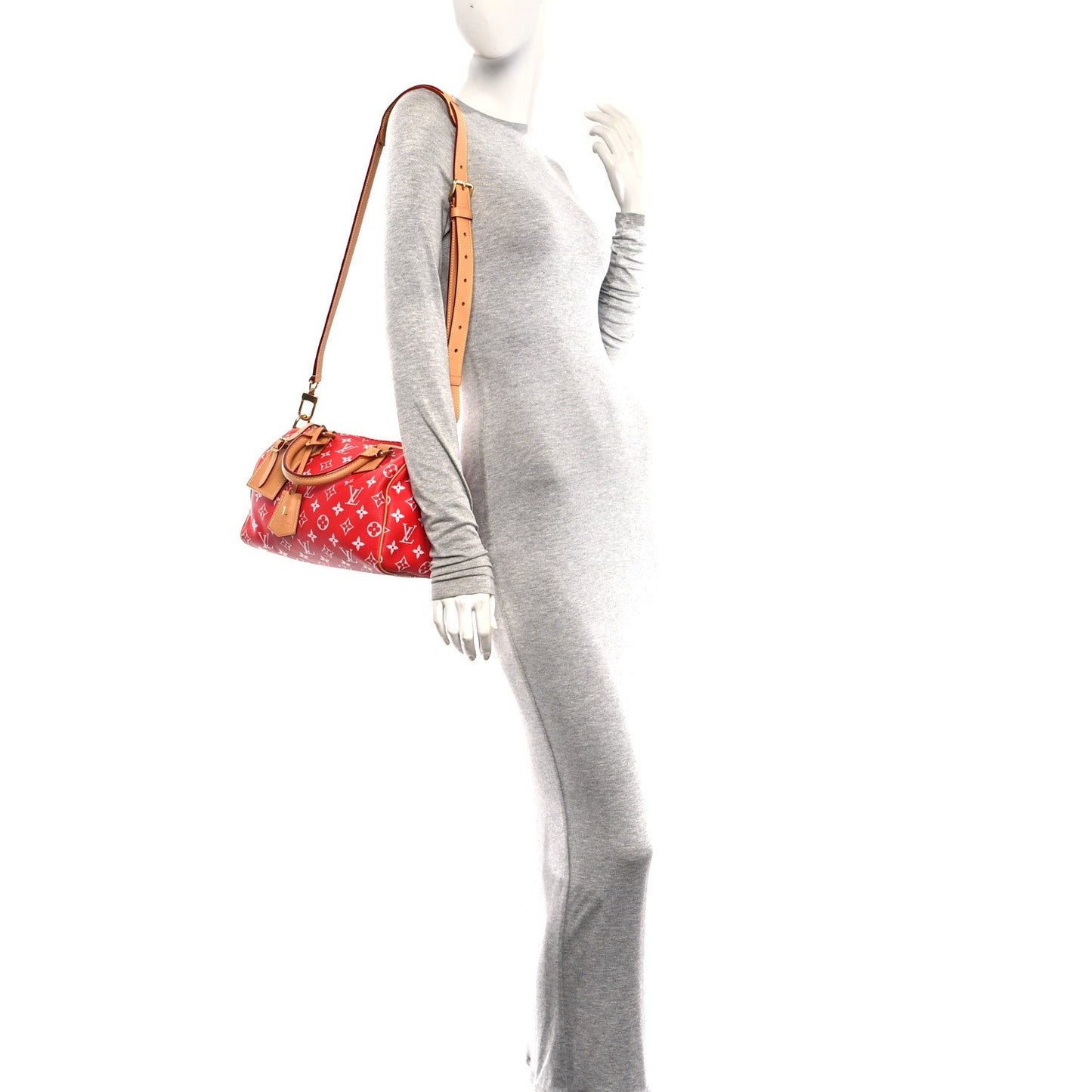 Soft Calfskin Monogram Speedy P9 Bandouliere 25 Red