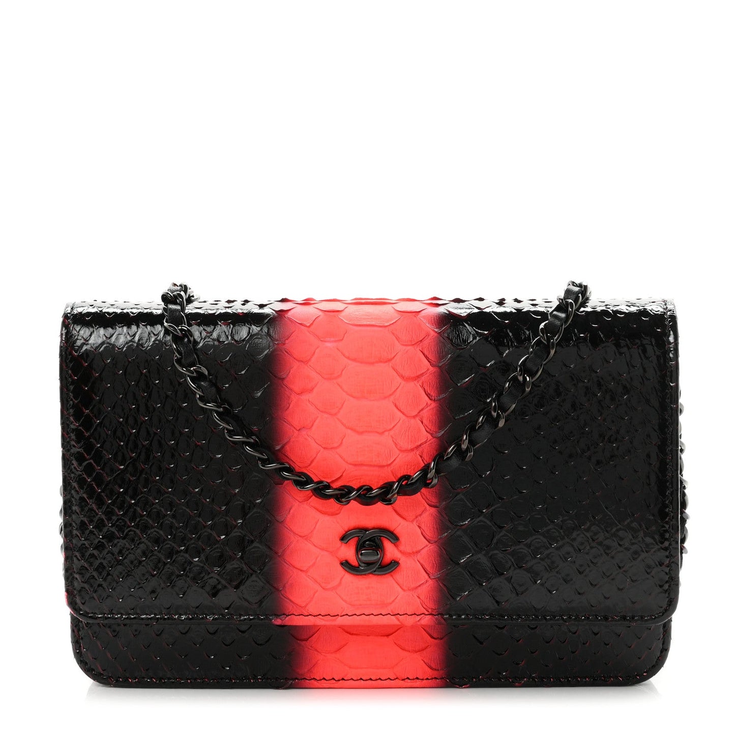 Snakeskin Wallet On Chain WOC Black Red