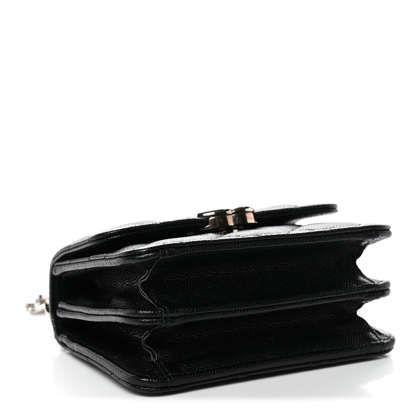 Caviar Quilted Enamel Top Handle Flap Clutch With Chain Black Clutch With Chain Black