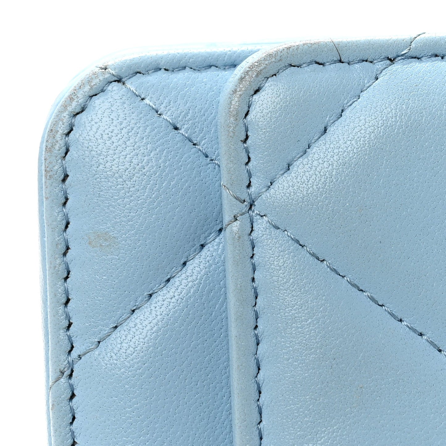 Lambskin Quilted Chanel 19 Wallet On Chain WOC Light Blue