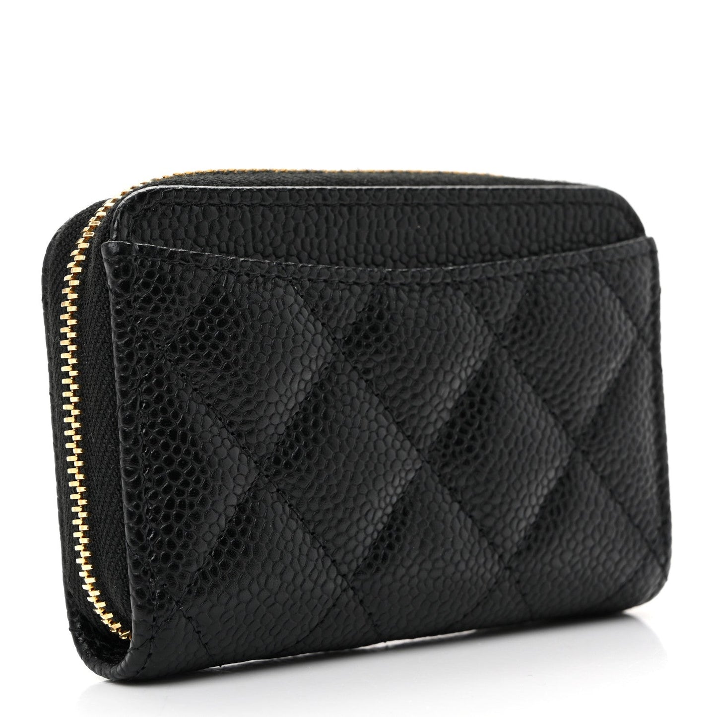 Caviar Quilted Zip Coin Purse Black