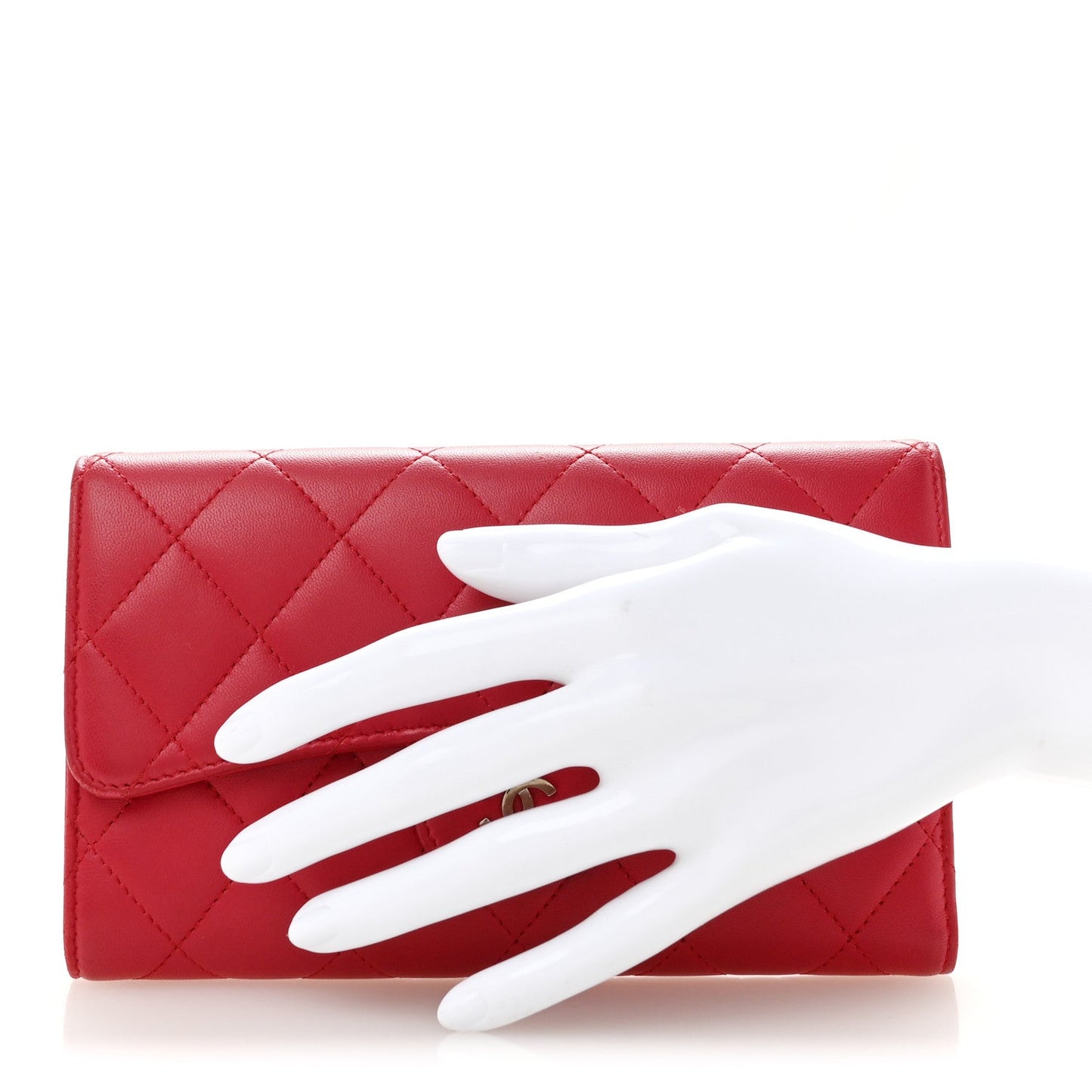 Lambskin Quilted Large Flap Wallet Dark Pink