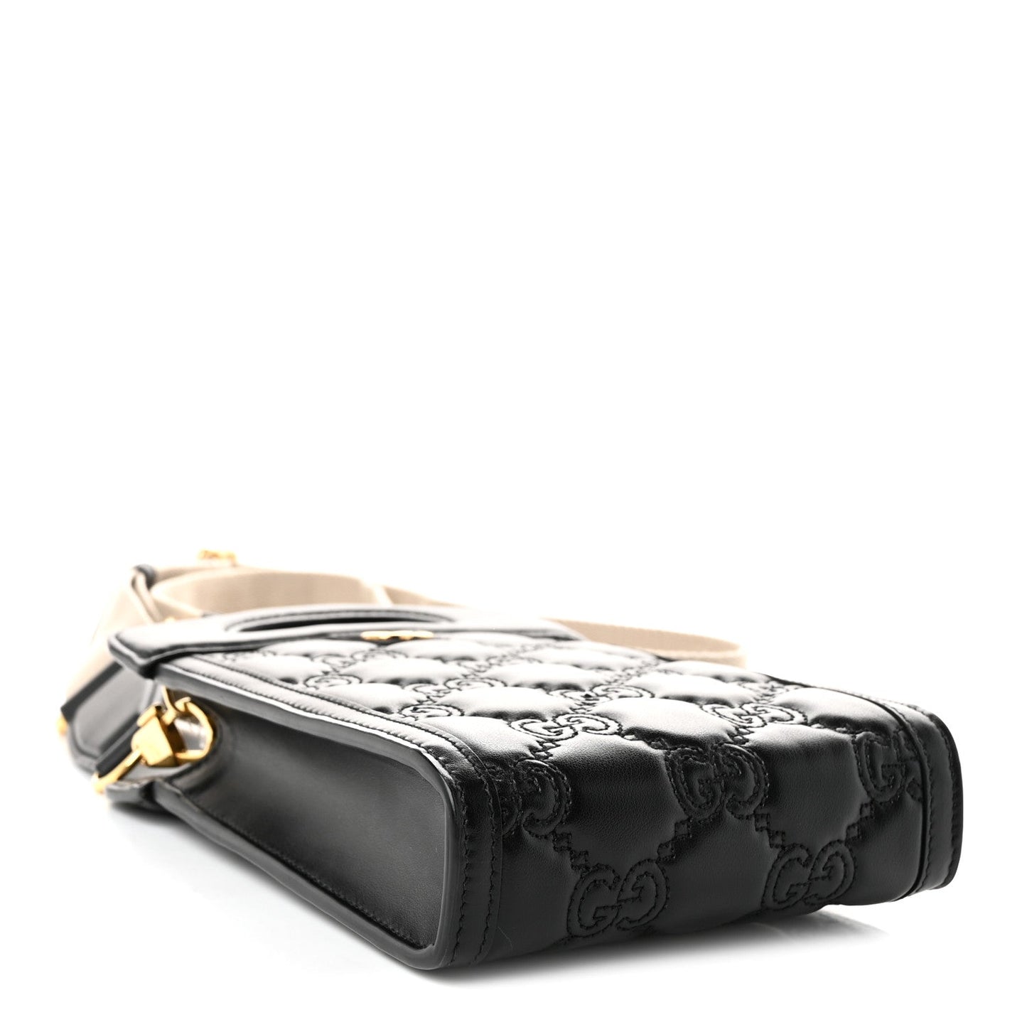 Calfskin GG Matelasse Mini Top Slip Handle Crossbody Bag Black Natural
