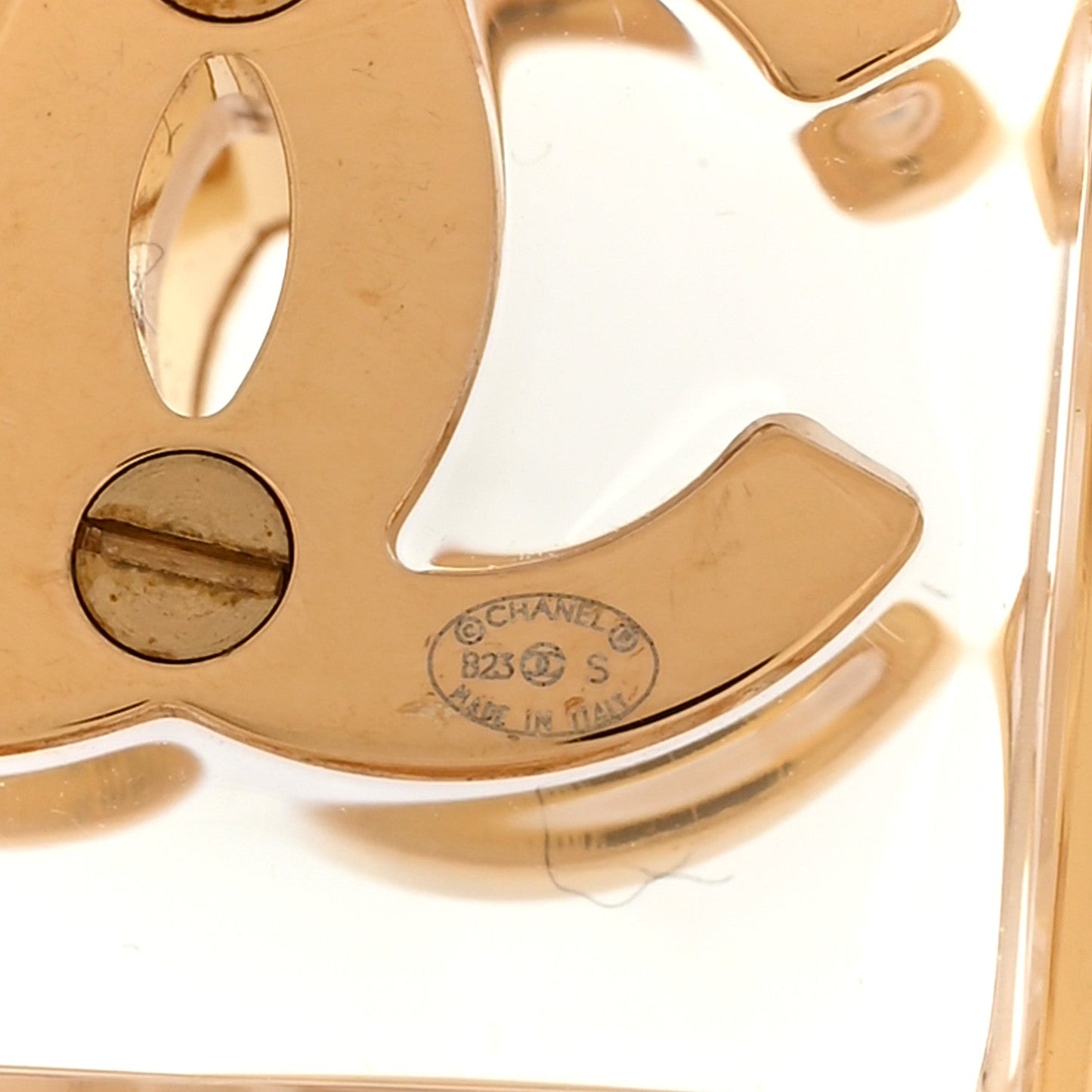 Metal Resin CC Square Drop Earrings Gold Transparent