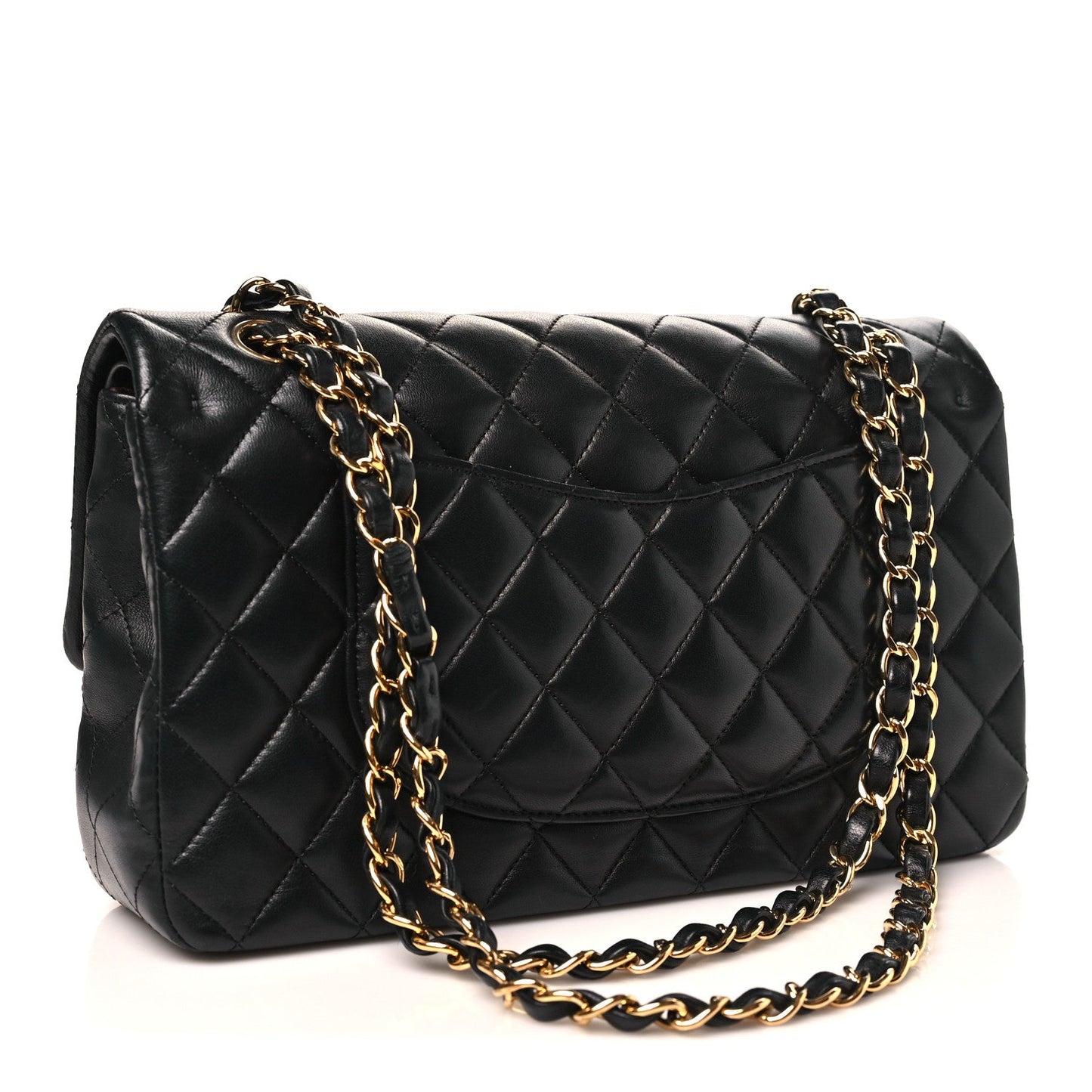 Lambskin Quilted Medium Double Flap Black