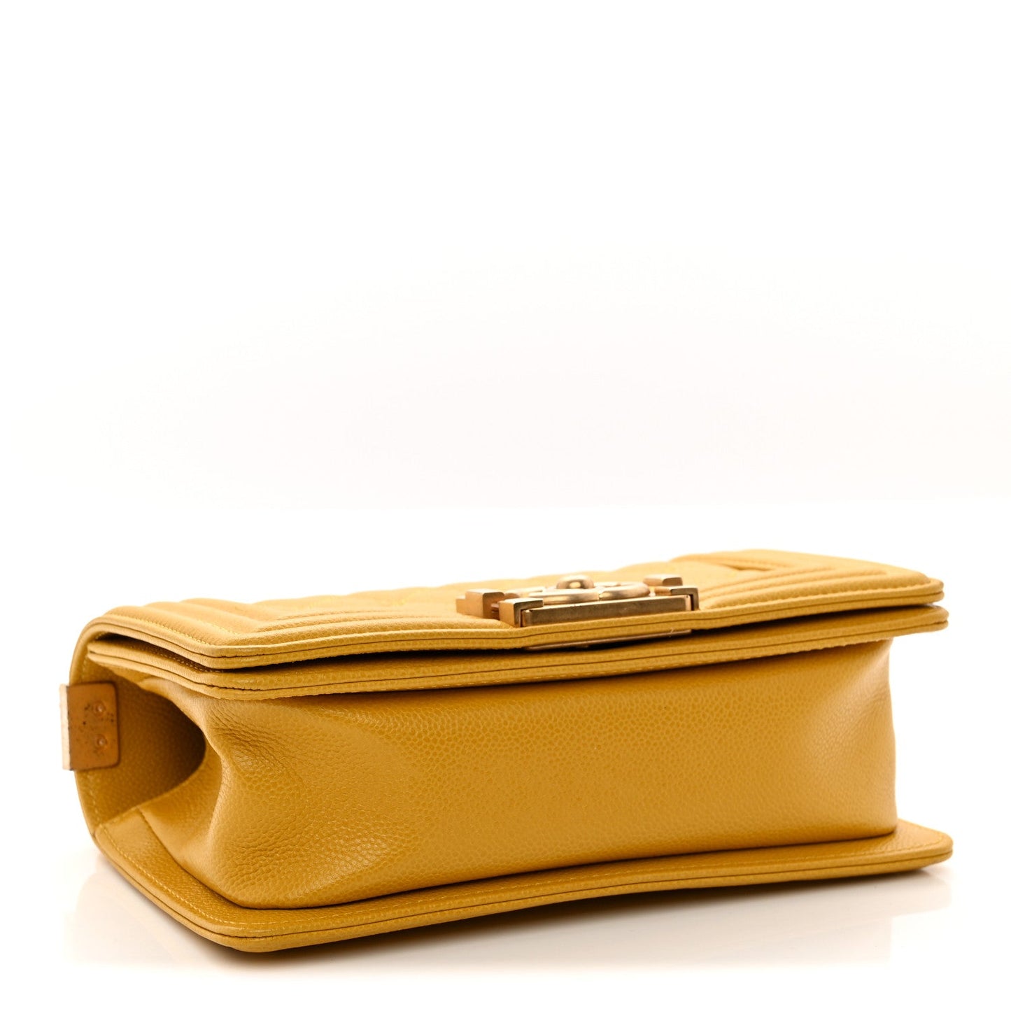 Lambskin Quilted Small Boy Flap Yellow