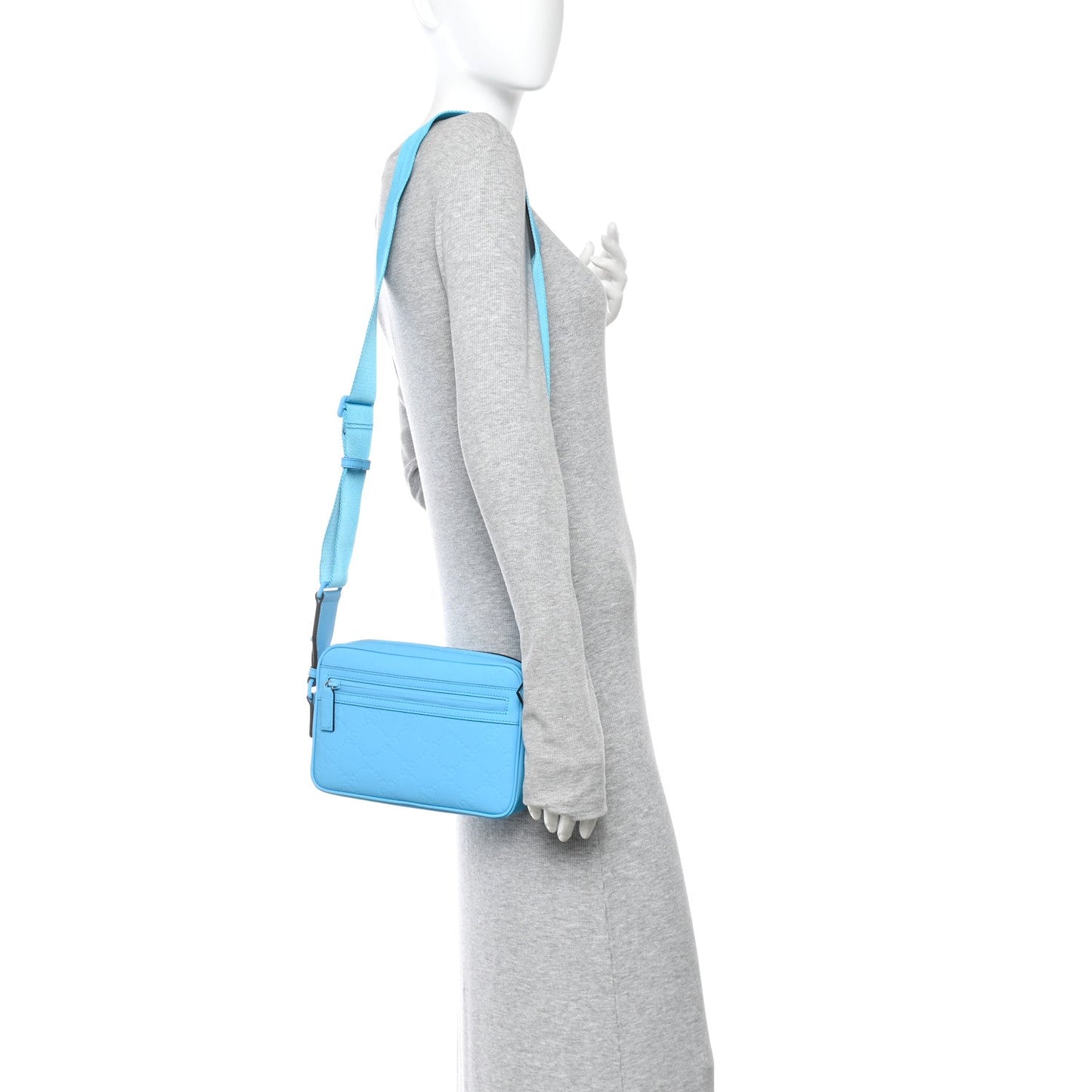 Rubber Effect Monogram GG Crossbody Bag Bright Blue