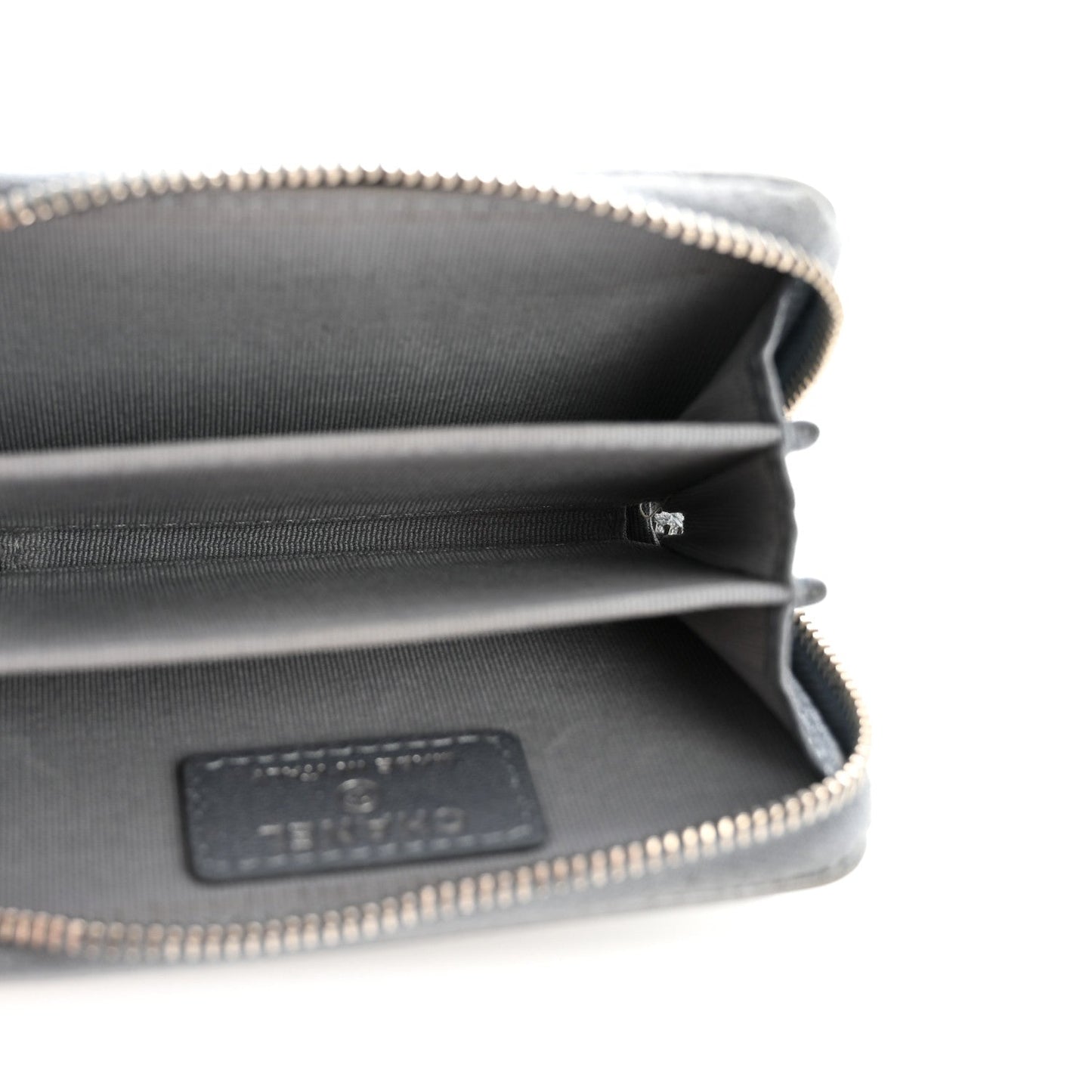 Metallic Lambskin Quilted Zip Around Coin Purse Wallet Silver