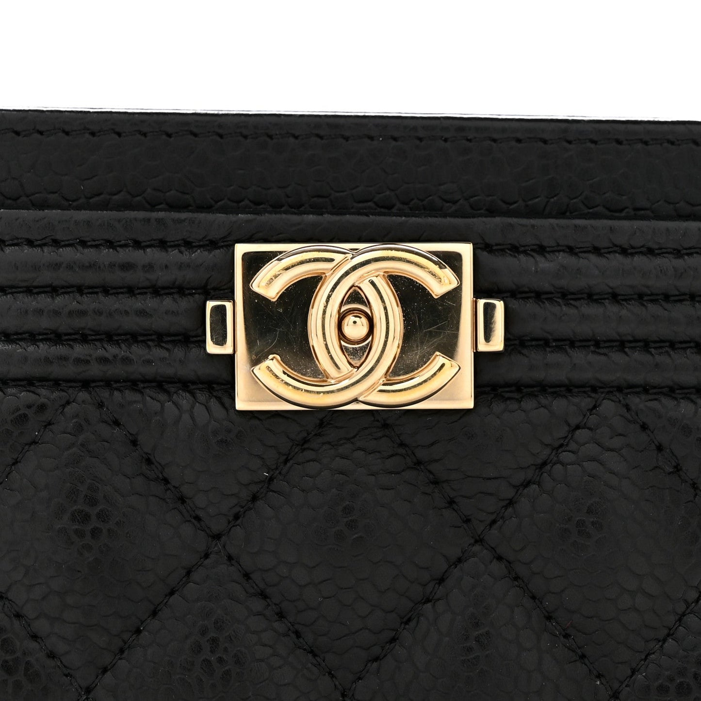 Caviar Quilted Boy Card Holder Black