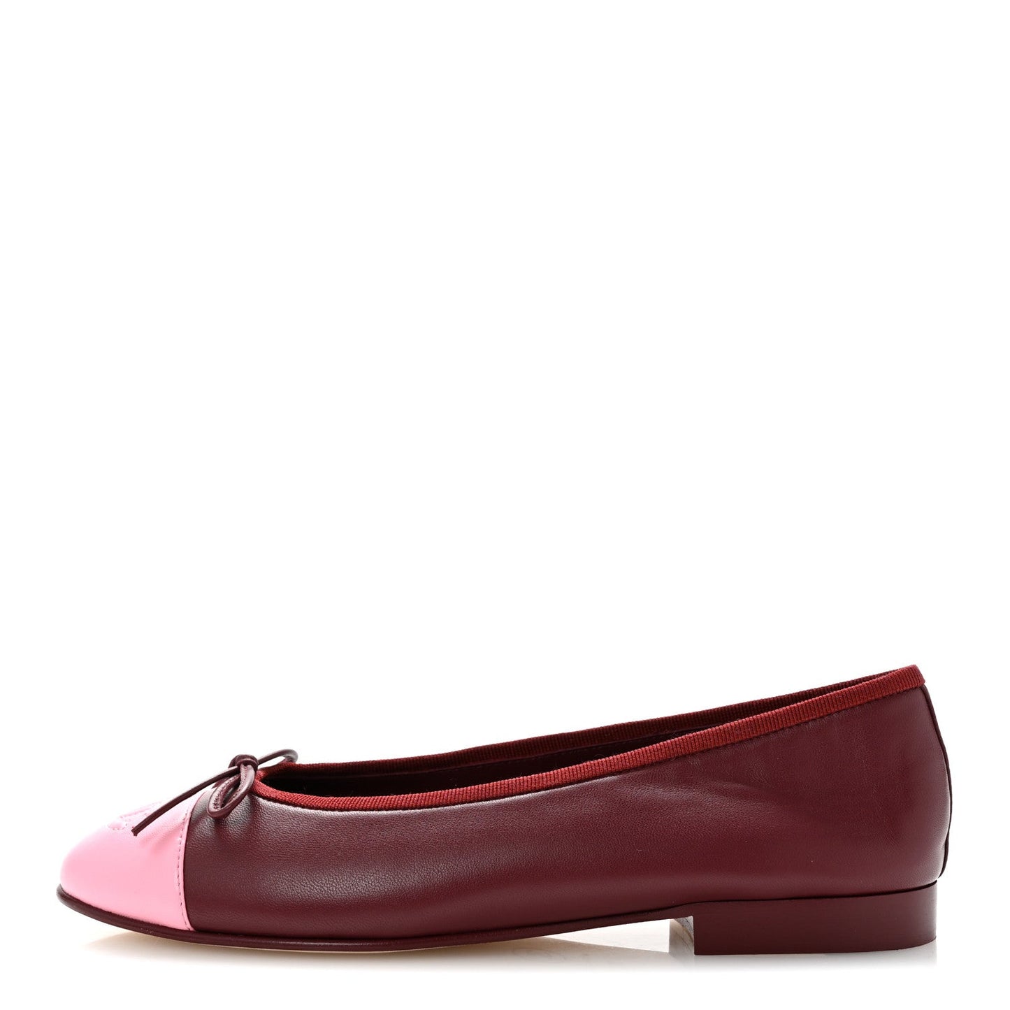 Lambskin Cap Toe CC Ballerina Flats 36 Burgundy Pink