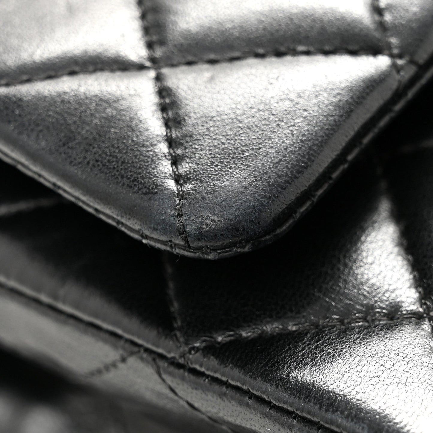 Lambskin Quilted Medium Double Flap Black