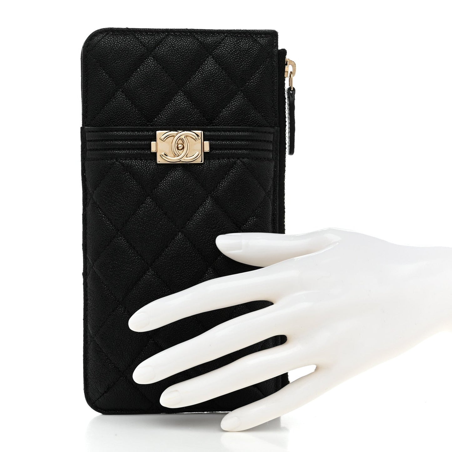 Caviar Quilted Boy iPhone Pouch Black