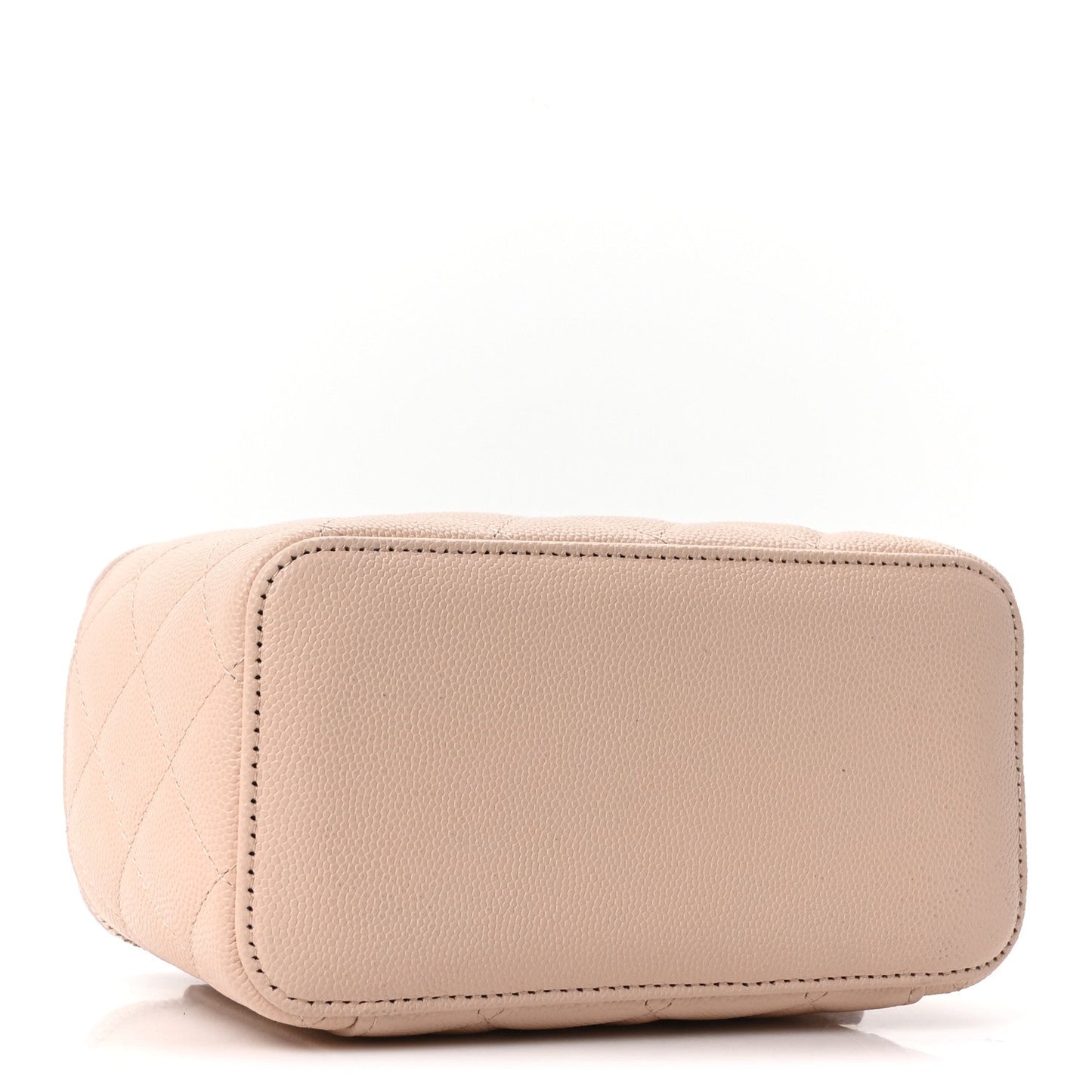 Caviar Quilted Small Vanity Case With Chain Light Beige