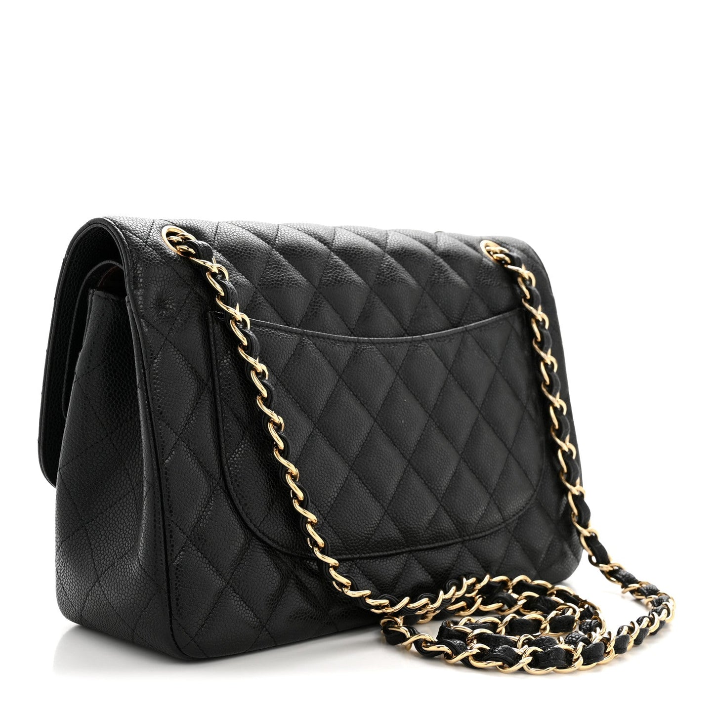 Caviar Quilted Jumbo Double Flap Black