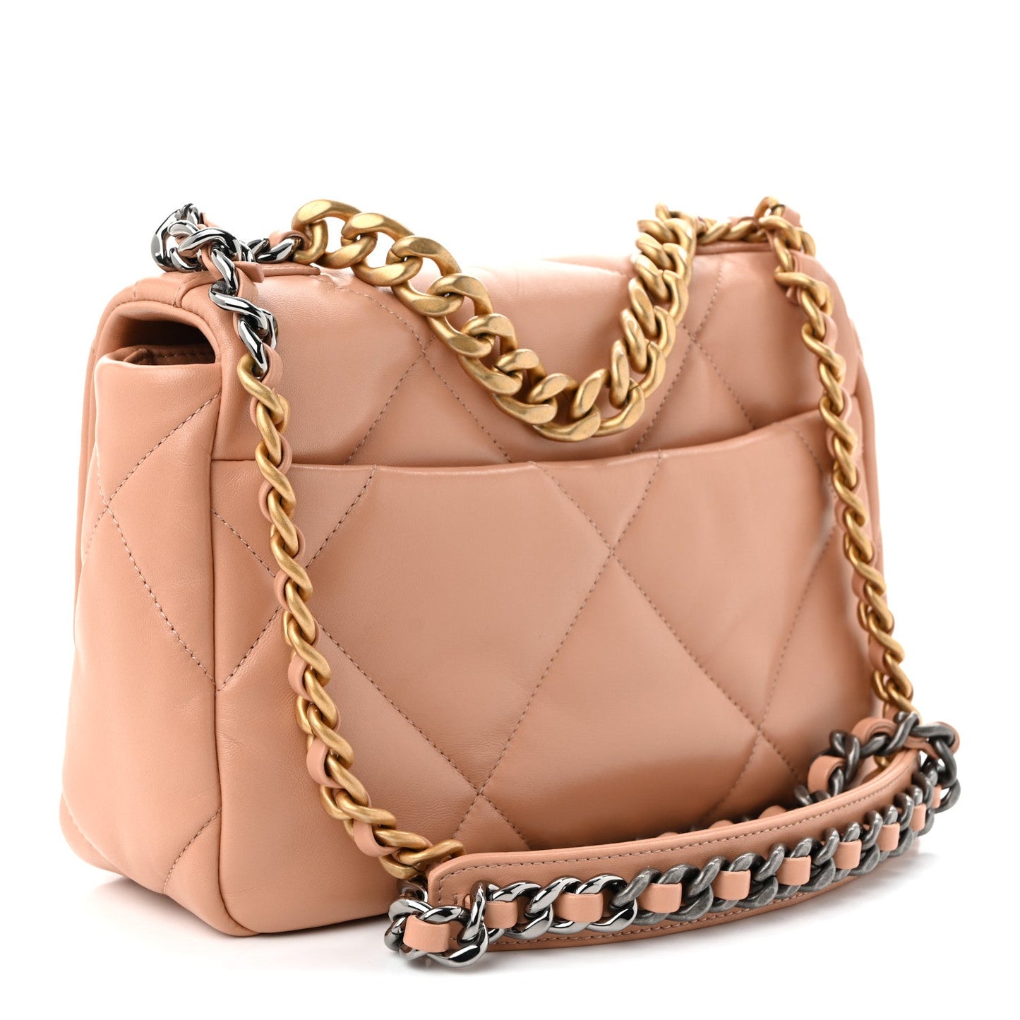Lambskin Quilted Medium Chanel 19 Flap Beige