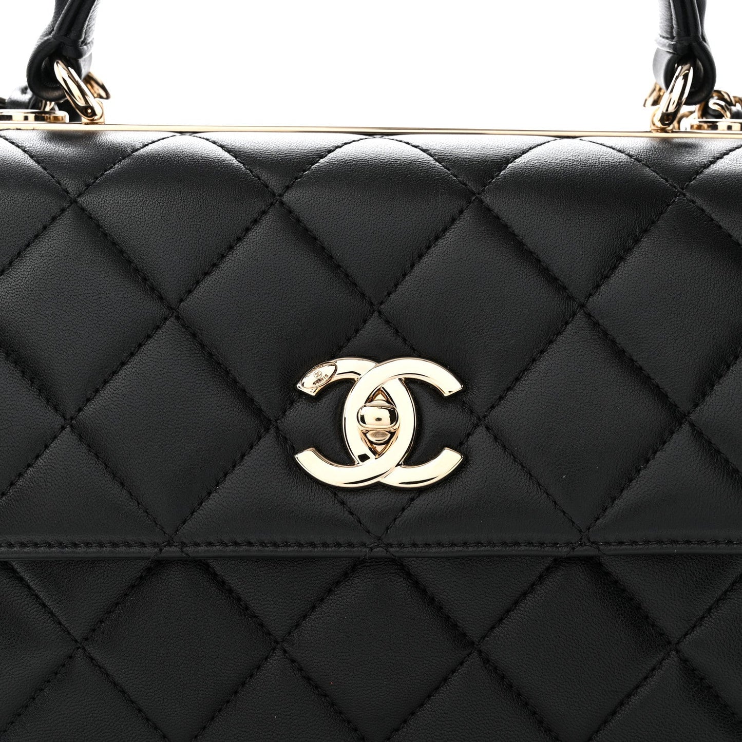 Lambskin Quilted Small Trendy CC Dual Handle Flap Bag Black