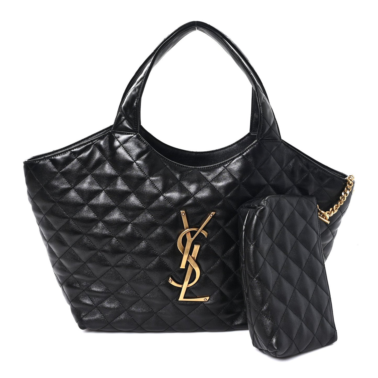 Lambskin Quilted Medium Icare Shopping Tote Black