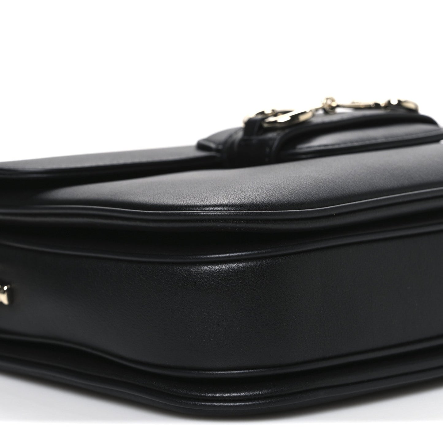 Ciny Lux Calfskin Horsebit 1955 Soft Small Shoulder Bag Black