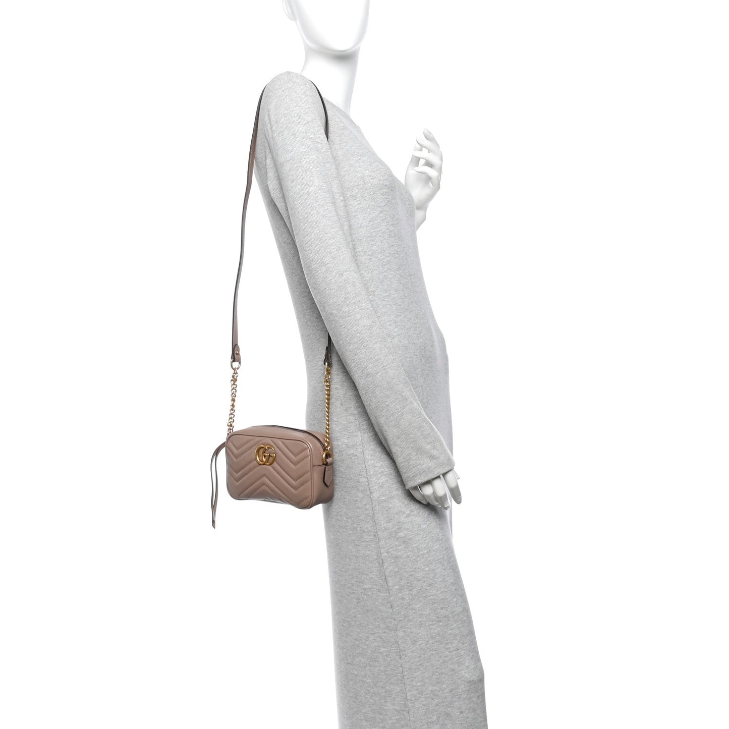 Calfskin Matelasse Mini GG Marmont Camera Bag Porcelain Rose