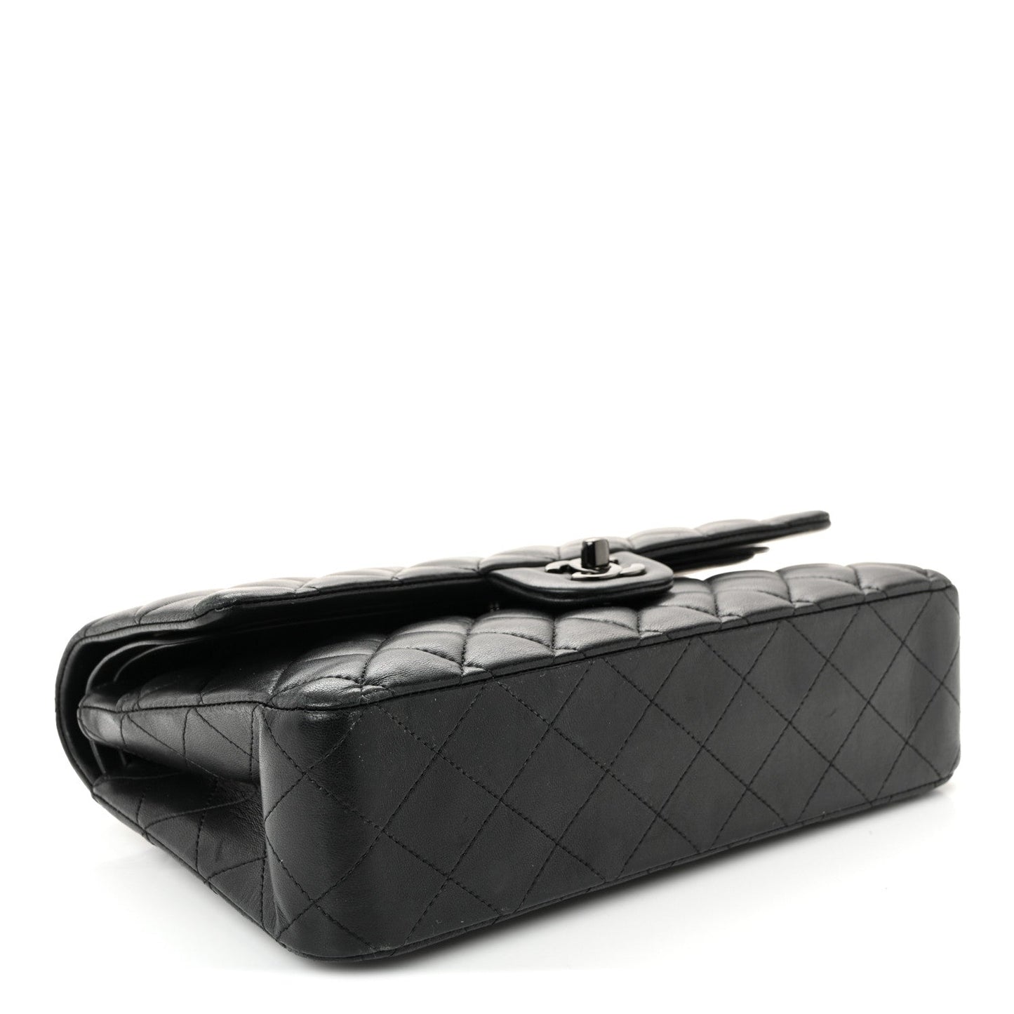 Lambskin Quilted Medium Double Flap So Black