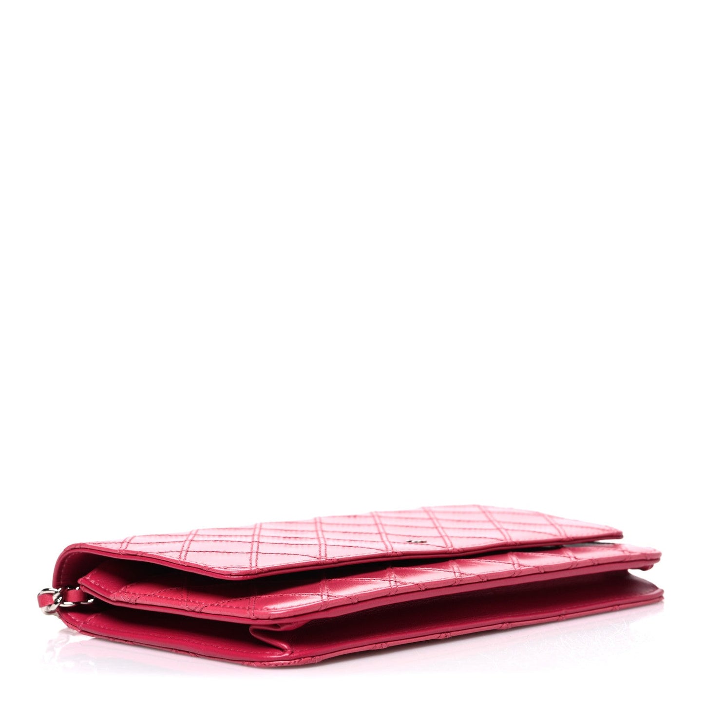 Lambskin Diamond Stitched Wallet On Chain WOC Pink