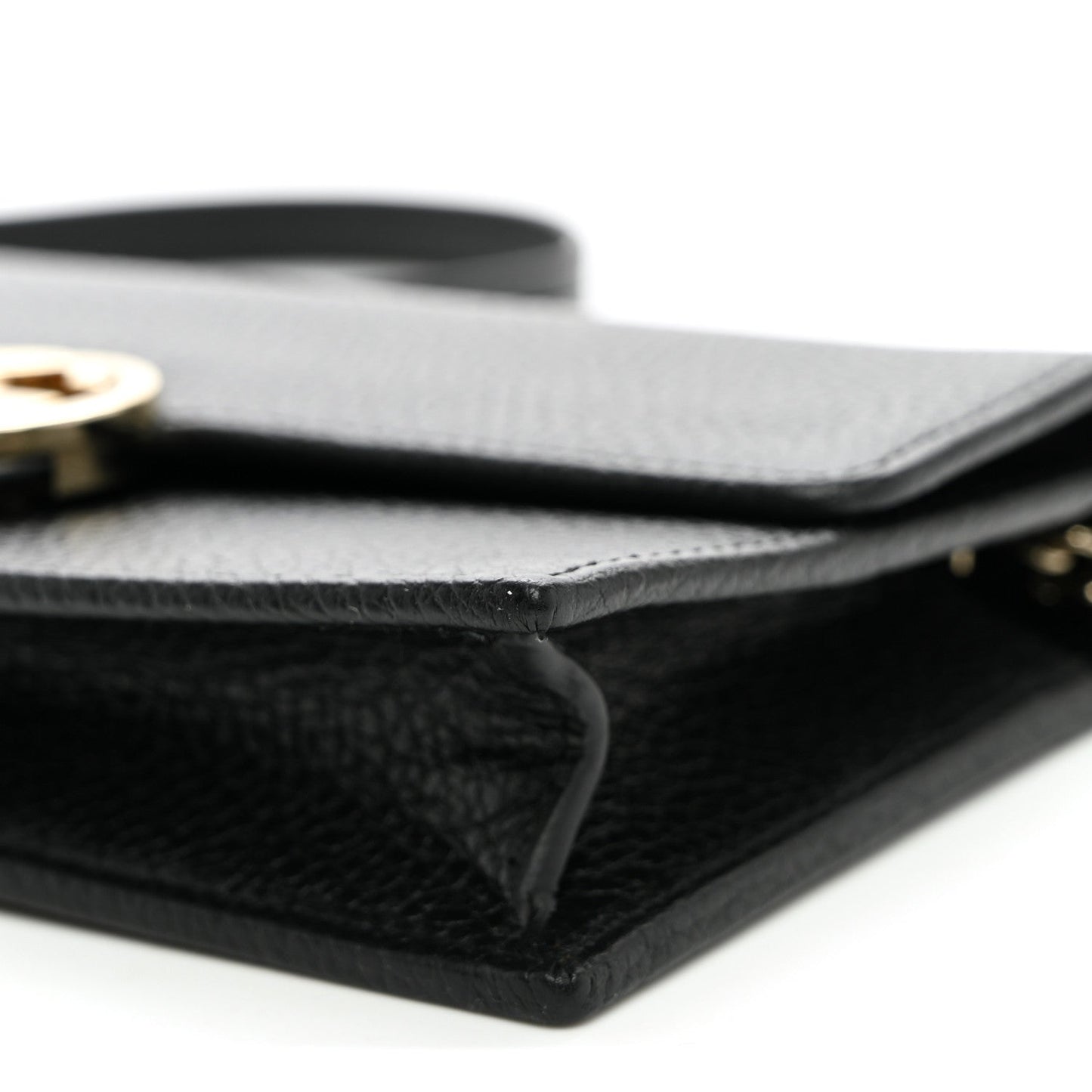 Dollar Calfskin Interlocking G Chain Wallet Black