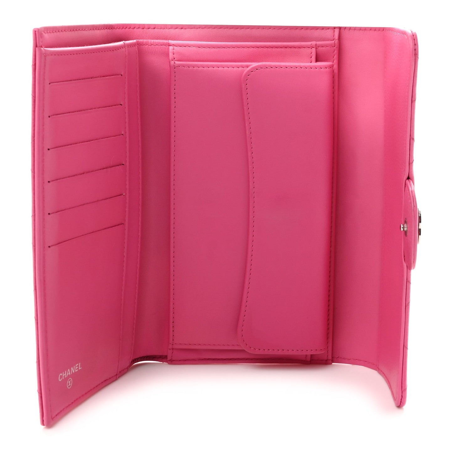 Caviar Quilted Large Flap Wallet Pink