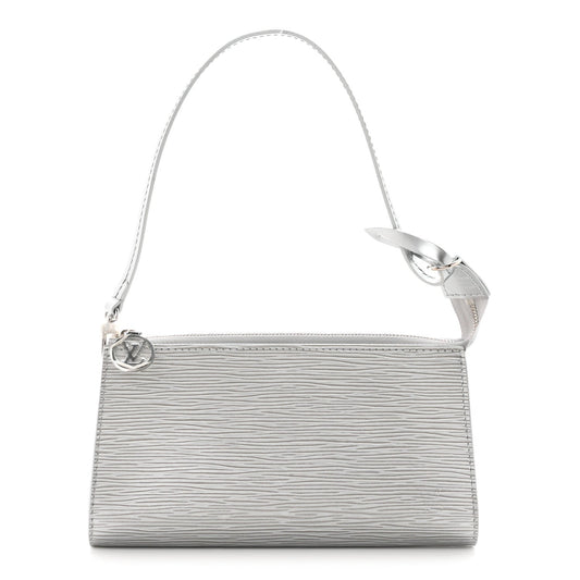Epi Pochette Accessories Metallic Silver
