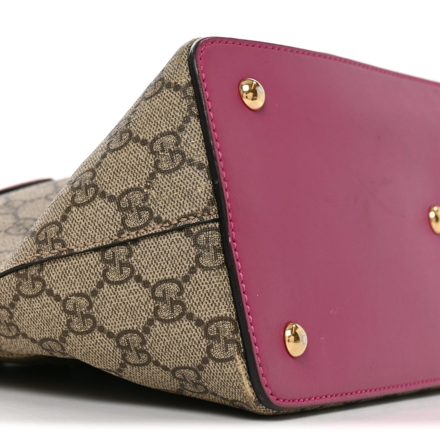 GG Supreme Monogram Linea A Foldover Tote Beige Hibiscus Red New Rosette