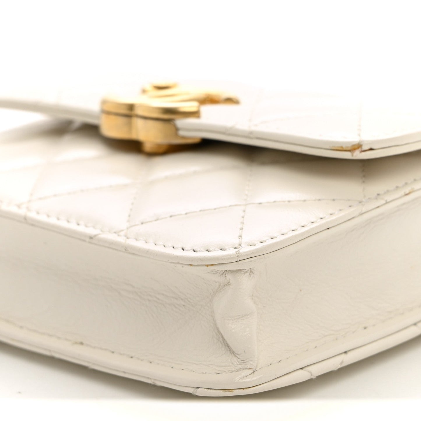 Calfskin Quilted Perfect Fit Coin Purse With Chain White