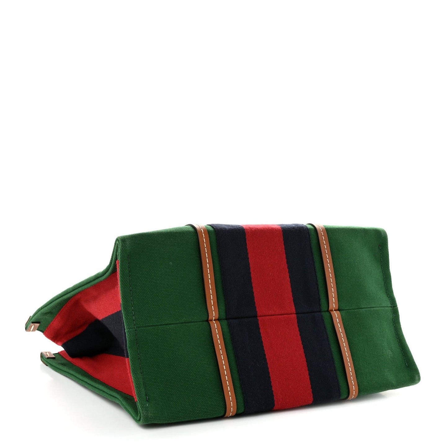 Canvas Calfskin Web Small Interlocking G Tote Bag Green Red