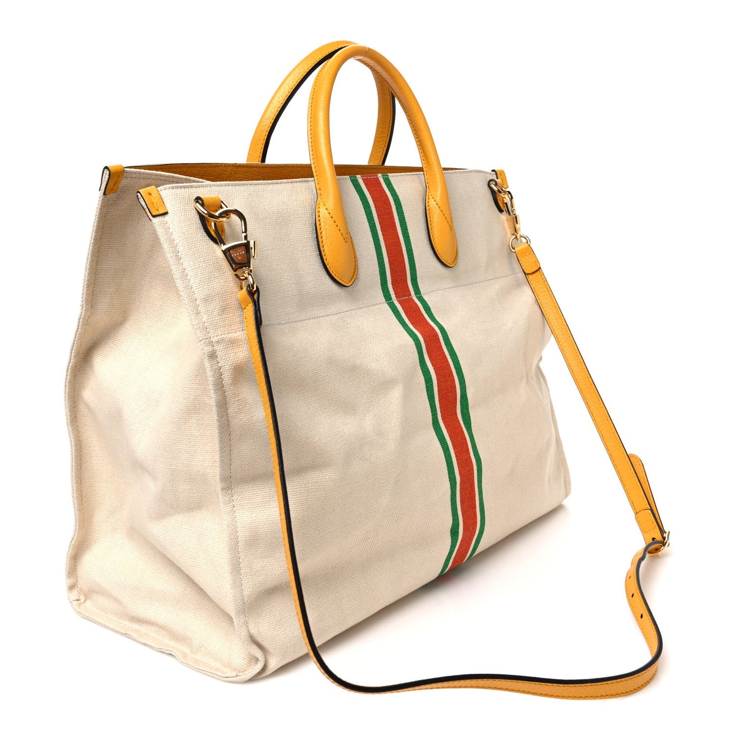 Linen Heavy Canvas Textured Dollar Calfskin Web Large Retro Interlocking G Foldable Tote Light Beige