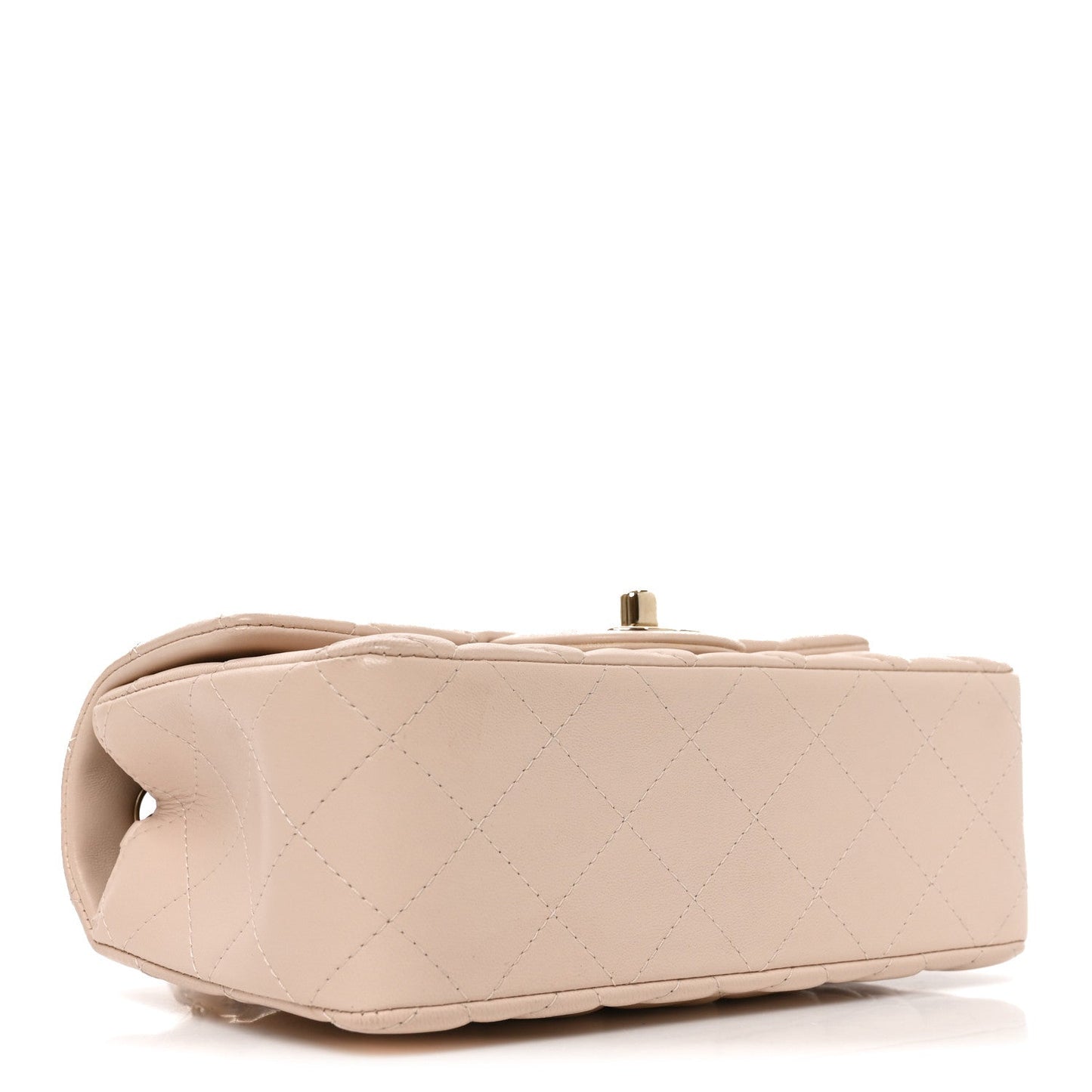 Lambskin Quilted Mini Rectangular Flap Light Beige