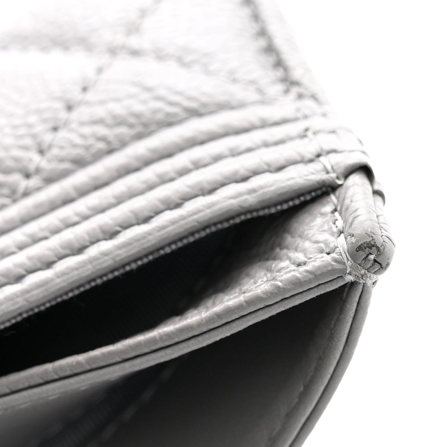Caviar Quilted Boy Card Holder Grey Grey