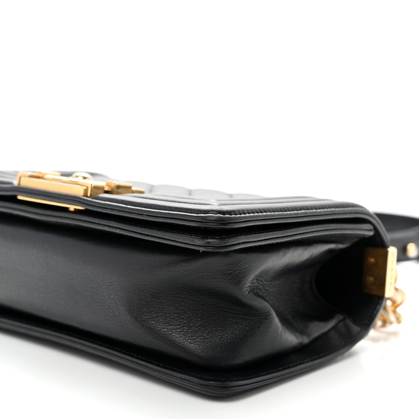 Lambskin Quilted Small Boy Flap Black