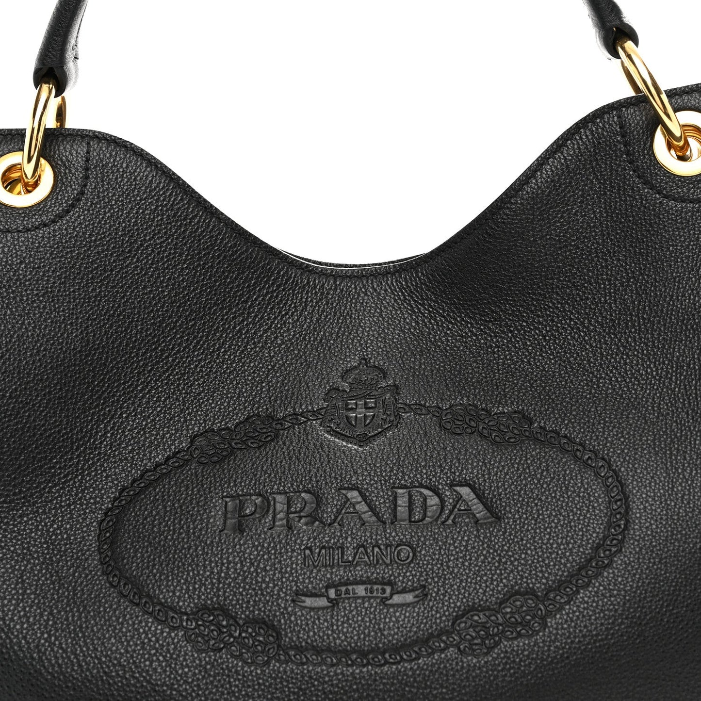 Vitello Phenix Embossed Logo Hobo Black