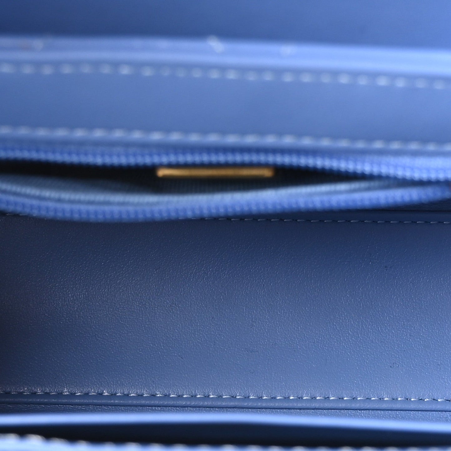 Shiny Aged Calfskin Quilted Nano Kelly Shopper Blue