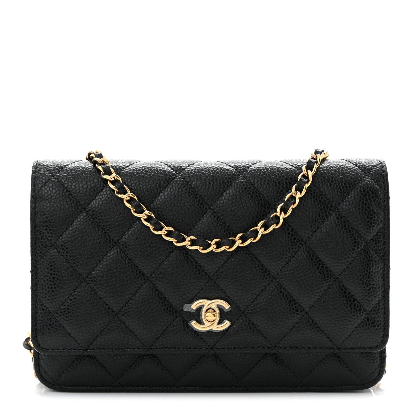Caviar Quilted CC Turnlock Wallet On Chain WOC Black