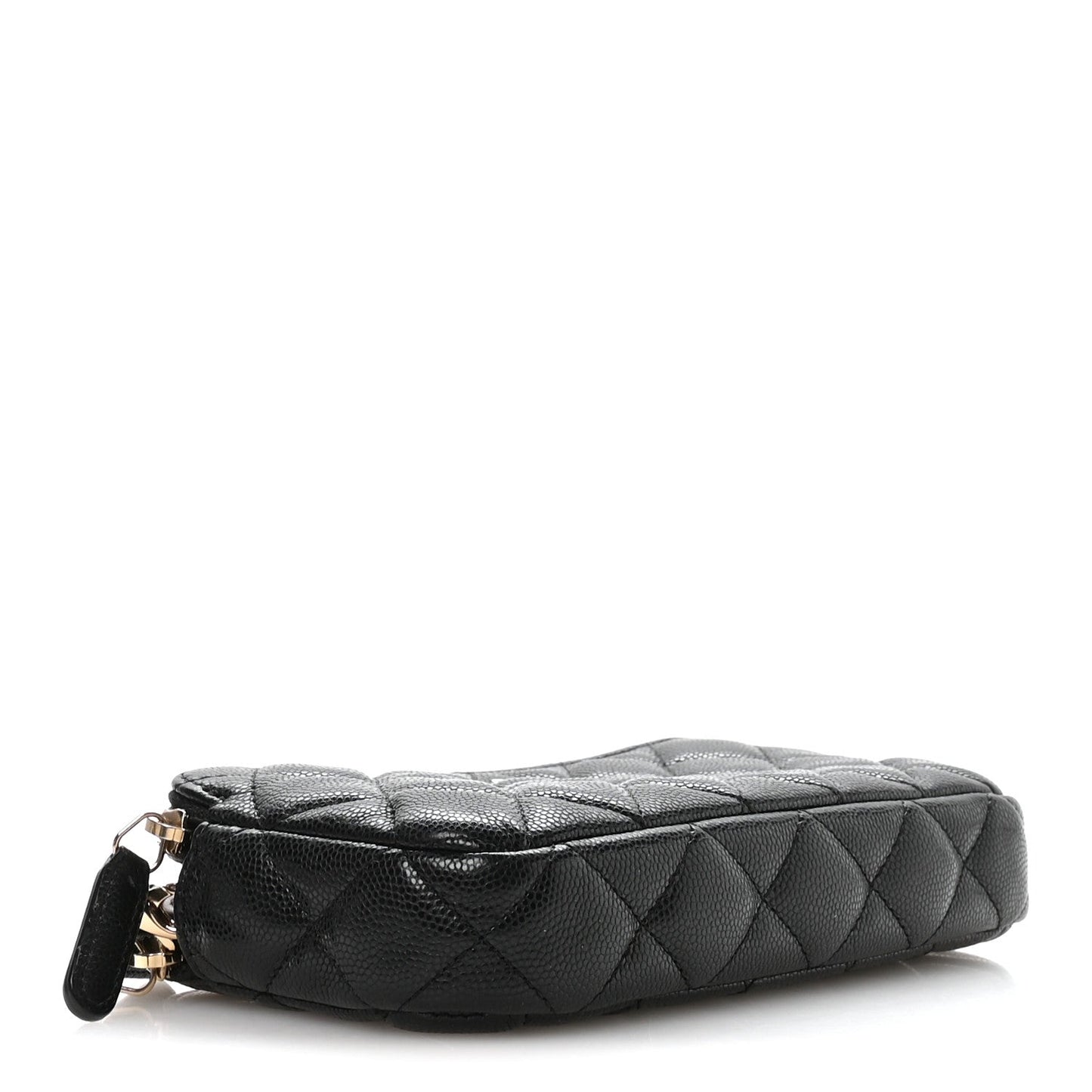 Caviar Quilted Small Clutch With Chain Black