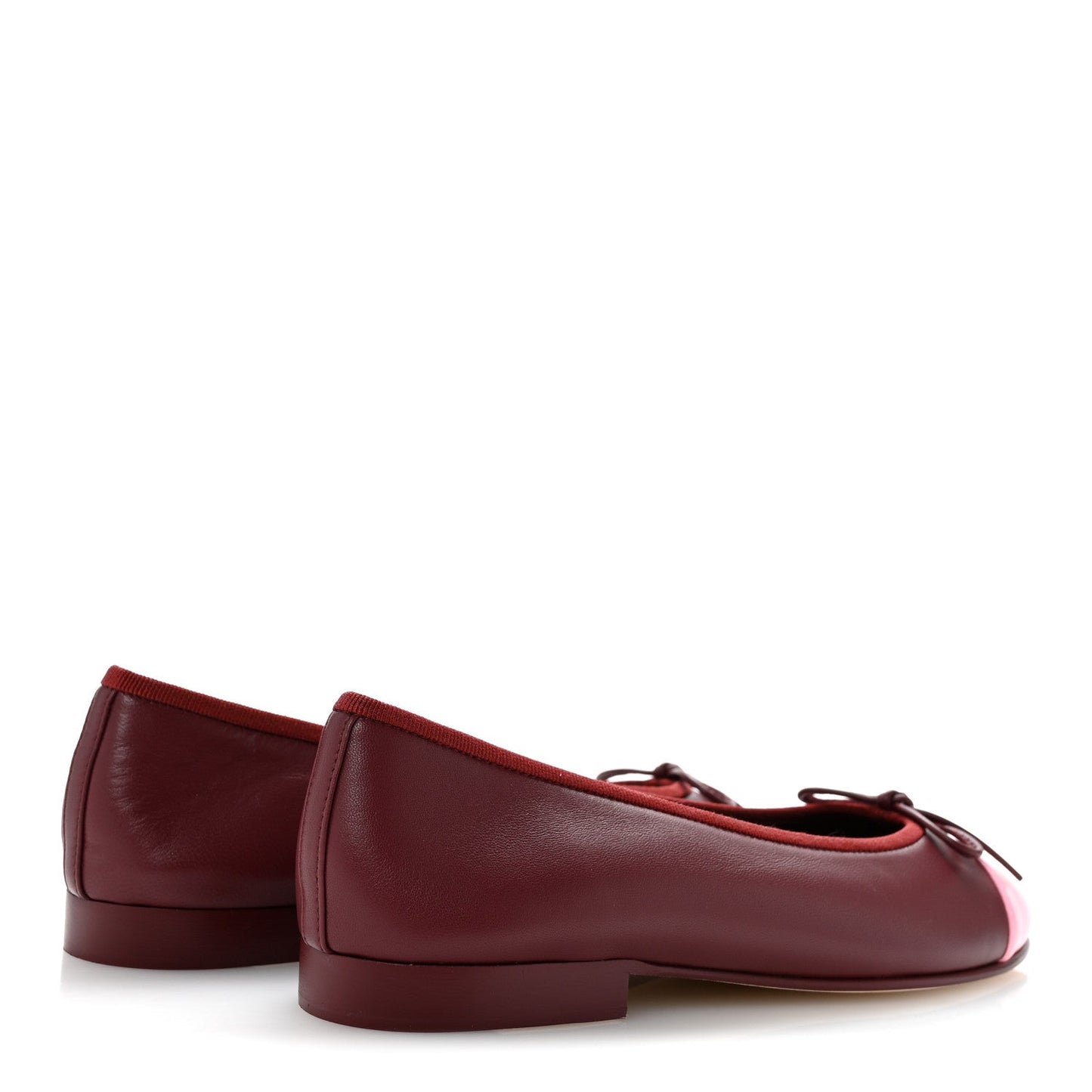 Lambskin Cap Toe CC Ballerina Flats 36 Burgundy Pink