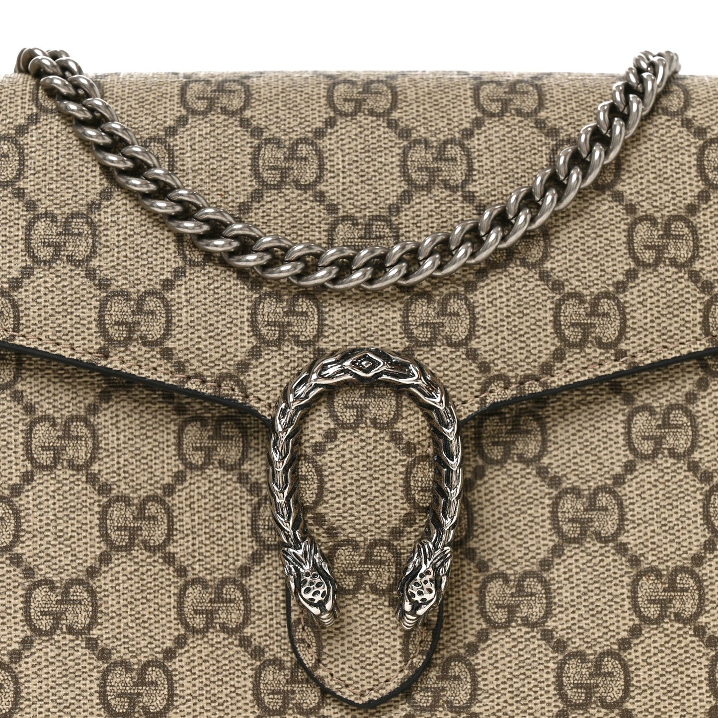 GG Supreme Monogram Mini Dionysus Chain Wallet Beige Black Beige Black