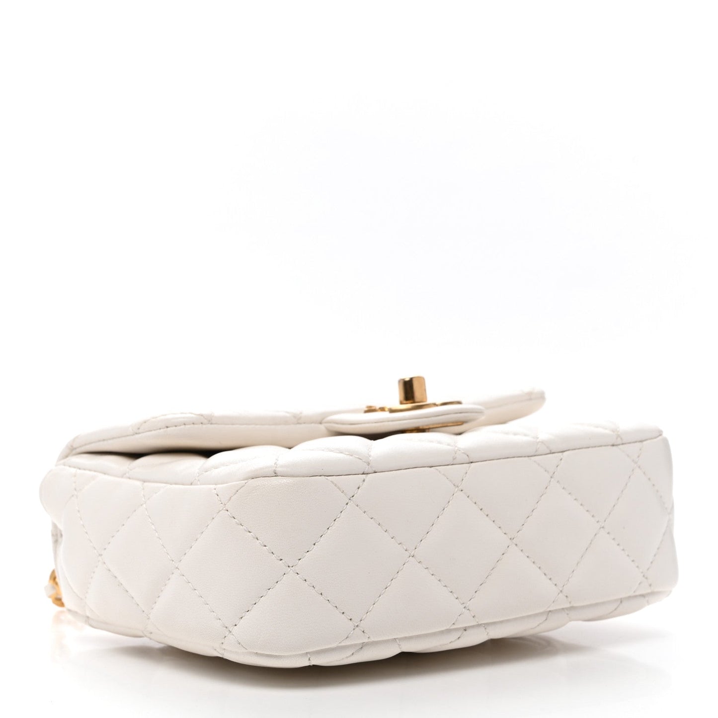 Lambskin Enamel Quilted Mini Coco Hearts Square Flap White